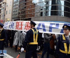 日本右翼分子全程围攻在日华侨华人和平游行