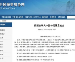 外交部、文化和旅游部提醒中国公民在瑞典注意安全