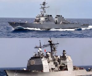 多艘中国军舰监视，两艘美军舰昨天穿越台湾海峡！