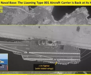 卫星图片显示辽宁号航母已返回青岛母港，甲板出现明显变化